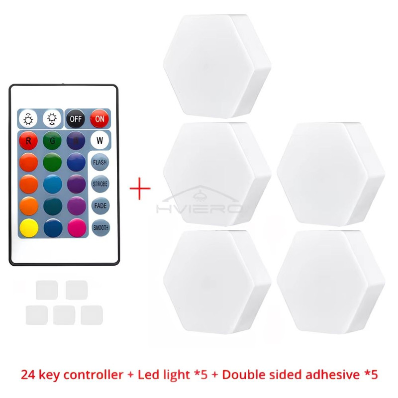 Hexagon Touch Sensor RGB LED Night Lights Quantum Honeycomb Wall Lamp 10