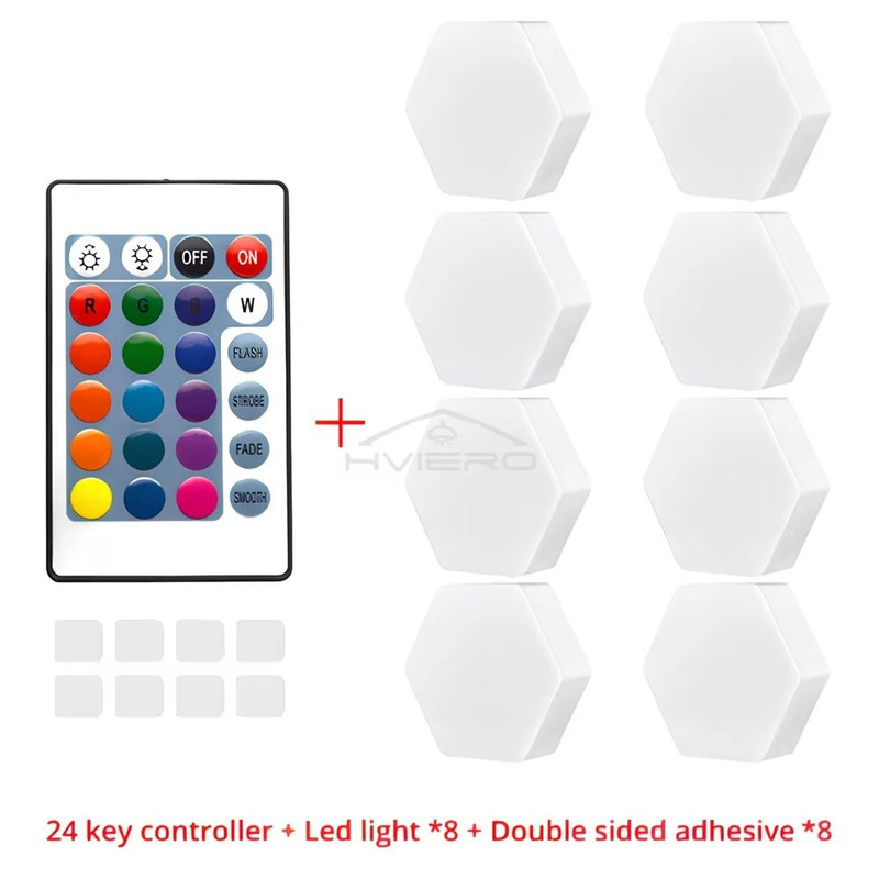 Hexagon Touch Sensor RGB LED Night Lights Quantum Honeycomb Wall Lamp 13
