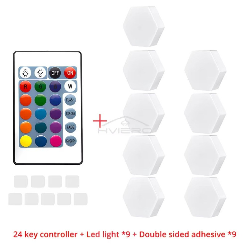Hexagon Touch Sensor RGB LED Night Lights Quantum Honeycomb Wall Lamp 14