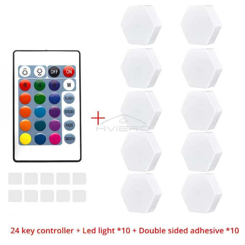 Hexagon Touch Sensor RGB LED Night Lights Quantum Honeycomb Wall Lamp 15