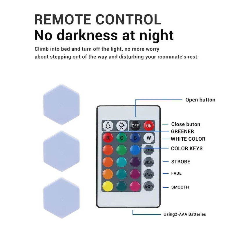 Modular Touch Control Honeycomb LED Wall Lights  6Piece Set 5