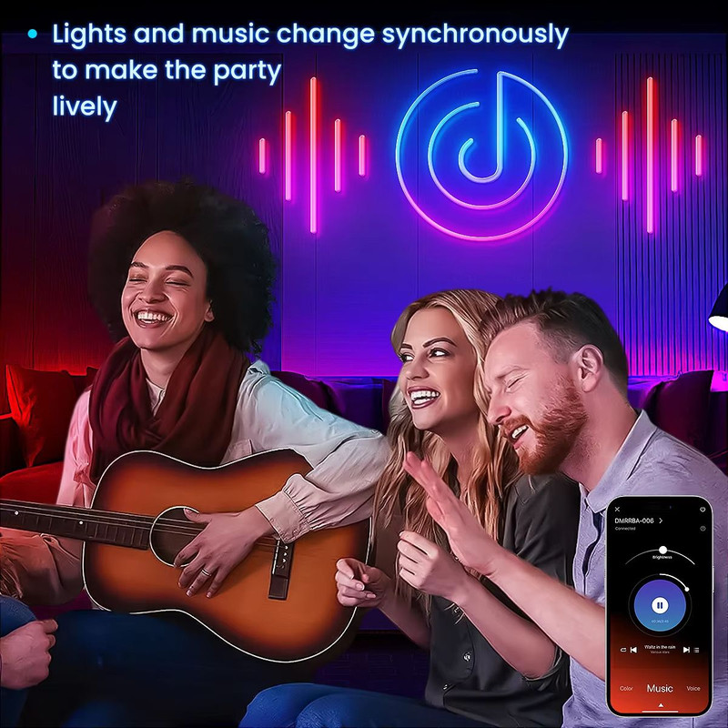 Flexible RGB Neon LED Rope Lights Smart Strip Lighting With App Remote Control For Bedrooms Deco 2