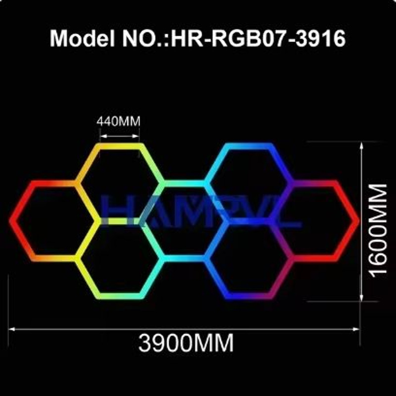 RGB Hexagon LED Garage Ceiling Light Music Sync Panel Lighting For Gym Game Room Events 12