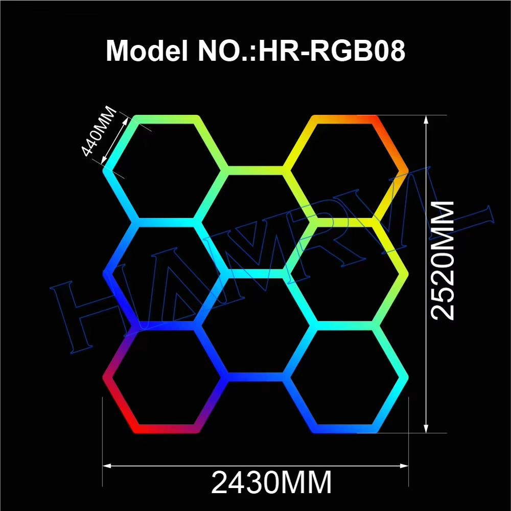 RGB Hexagon LED Garage Ceiling Light Music Sync Panel Lighting For Gym Game Room Events 13