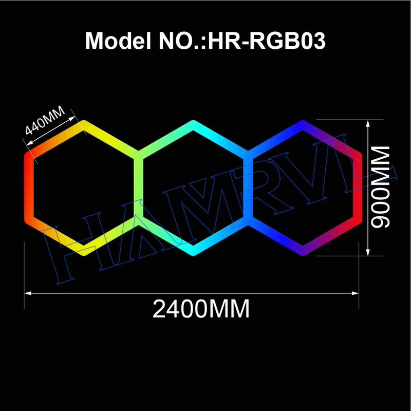 RGB Hexagon LED Garage Ceiling Light Music Sync Panel Lighting For Gym Game Room Events 8