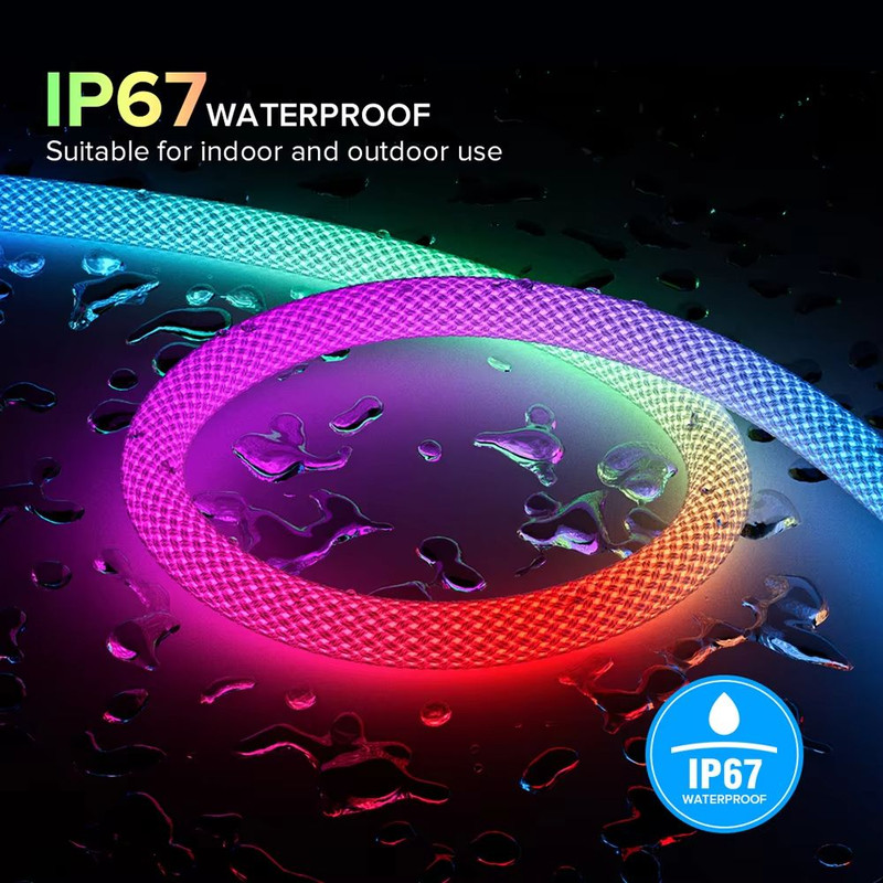 WS2812B 360 Addressable Neon LED Strip Smart RGB Pixel Light With Reticulate Round Design IP67 5V 3
