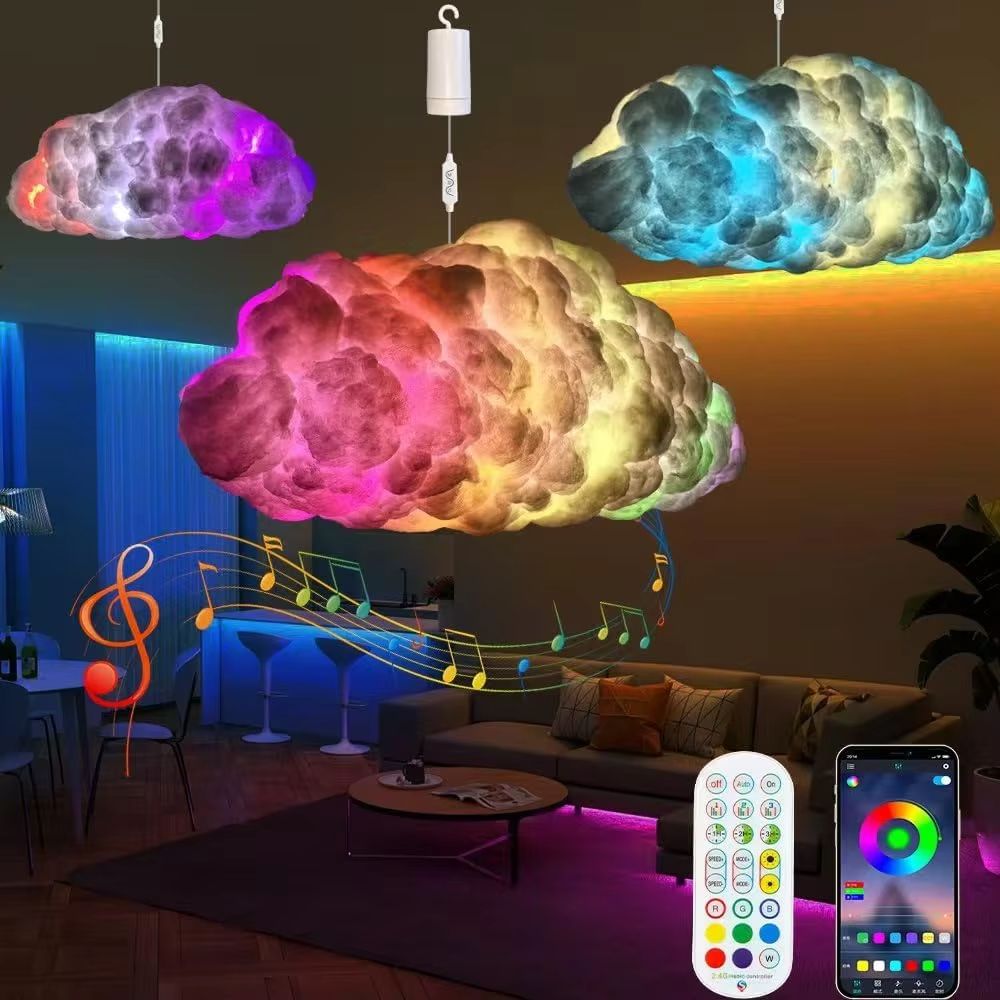 DIY Thunder Cloud LED Ceiling Light Music Sync RGB Storm Effect Lighting Kit For Gaming Rooms Dec 0