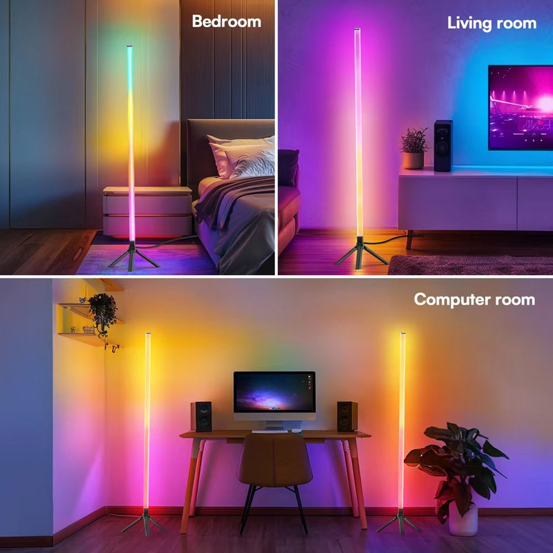 DAYBETTER Smart Corner Floor Lamp With RGB Color Changing Light App Remote Control Timer Function 2