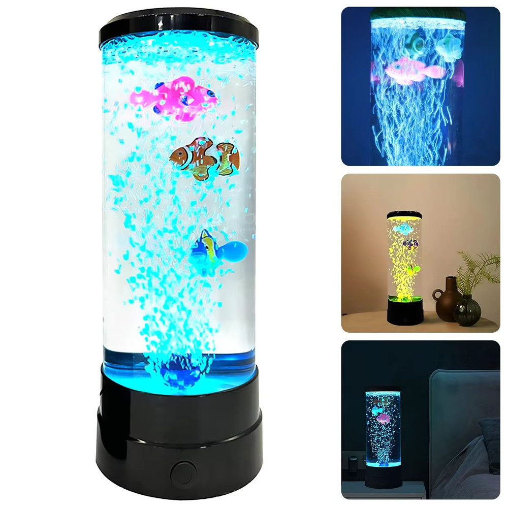LED ColorChanging Fish Lamp Simulated Aquarium Bubble Night Light For Desk Bedroom Decor 2