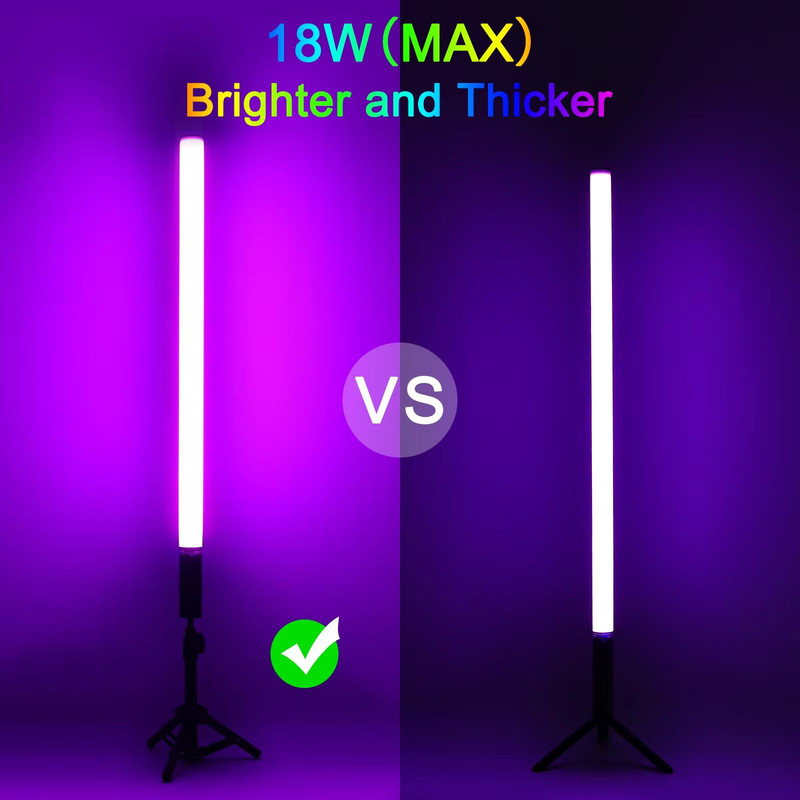 LUXCEO RGB Mood Light Sticks 2Piece Set With Tripods For Home Party And Studio Background Lighting 3