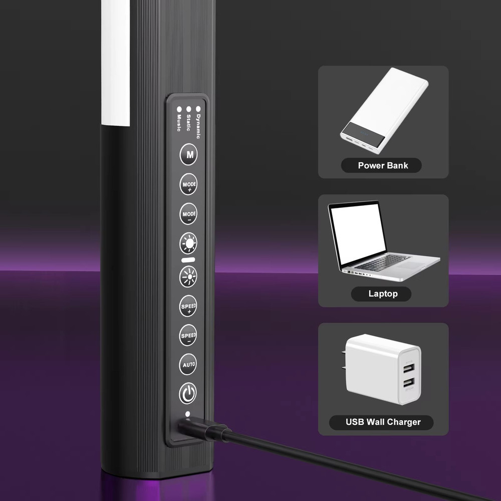 LUXCEO RGB Mood Light Sticks 2Piece Set With Tripods For Home Party And Studio Background Lighting 5