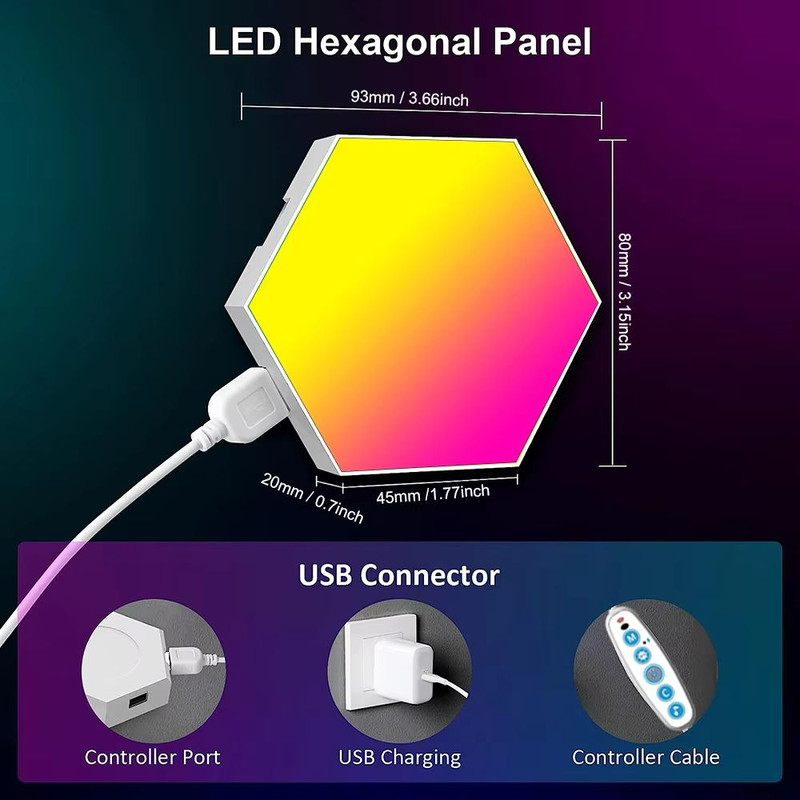 RGB Hexagon Smart Wall Lamp With Music Sync And Color Changing Effects 5