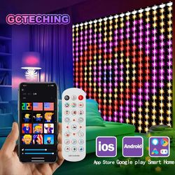 smart 400 led music sync curtain fairy lights – app remote rgb color changing curtain lights