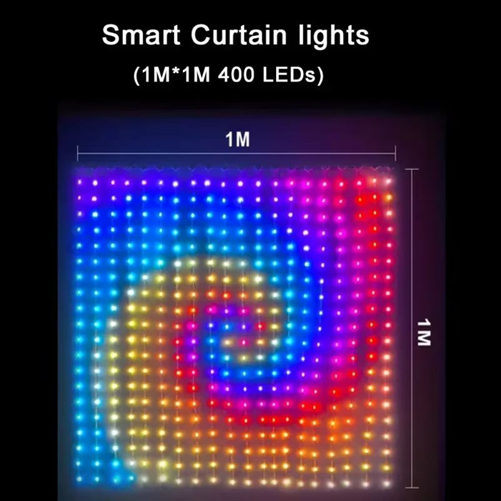 Smart 400 LED Music Sync Curtain Fairy Lights App Remote RGB Color Changing Curtain Lights 6