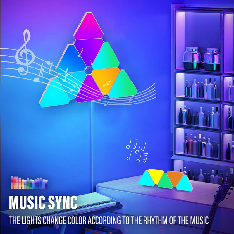 Smart RGB Triangle Wall Light Panels  Customizable Music Sync Light Decor System 3