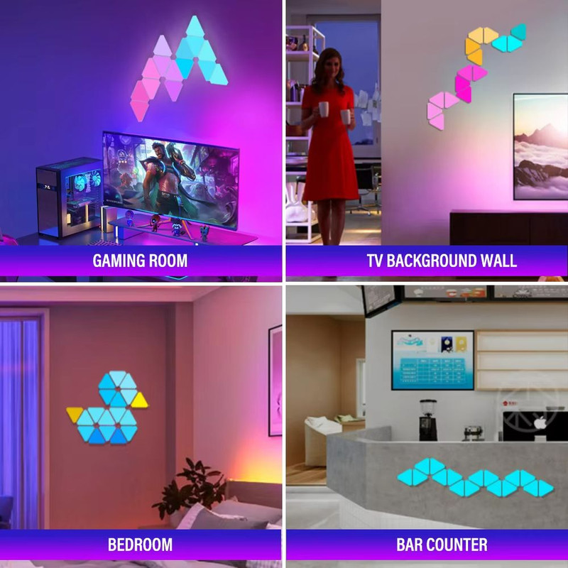 Smart RGB Triangle Wall Light Panels  Customizable Music Sync Light Decor System 5