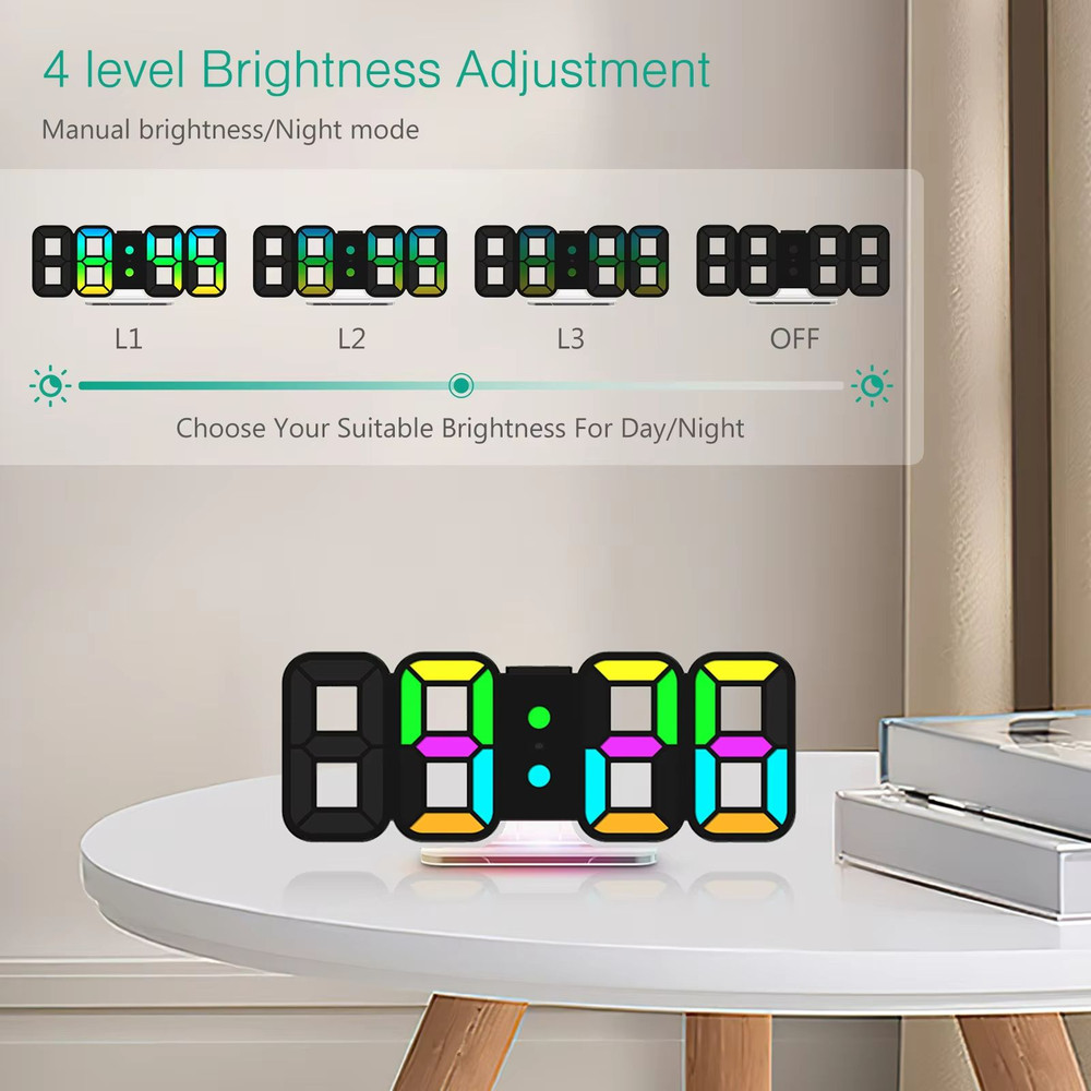 Smart ORIA 3D LED Alarm Clock 97 Inch With RGB Night Light And Remote Control 4