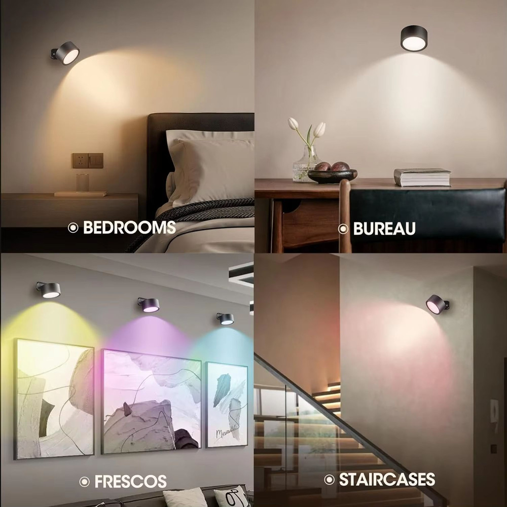 RGB Magnetic LED Wall Lamp With Remote  360 Touch Night Light For Bedroom 12 Color Modes Rechargeab 5