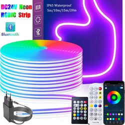 20m rgbic neon led rope light – 50ft app-controlled strip with music sync for gaming, decor, and diy lighting