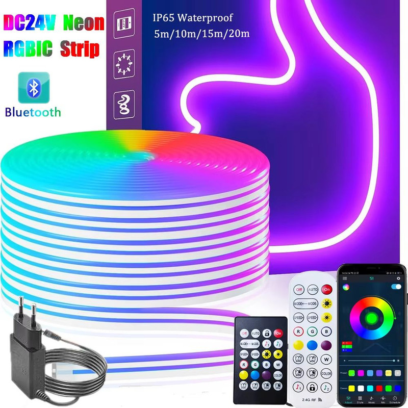 20M RGBIC Neon LED Rope Light 50ft AppControlled Strip With Music Sync For Gaming Decor And DIY Li 0
