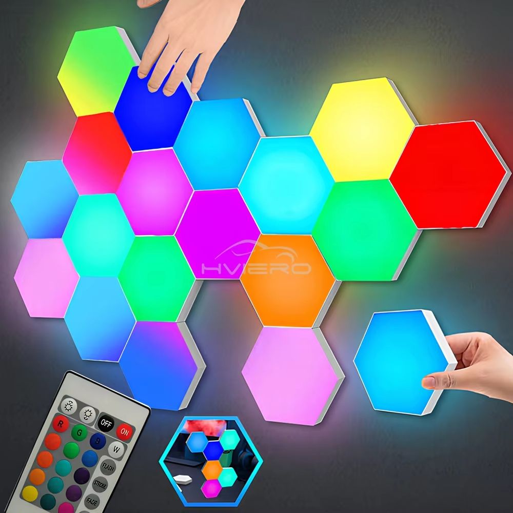 Modular TouchSensitive RGB Hexagon Wall Light Wireless Quantum LED Panels For Ambient Lighting 0