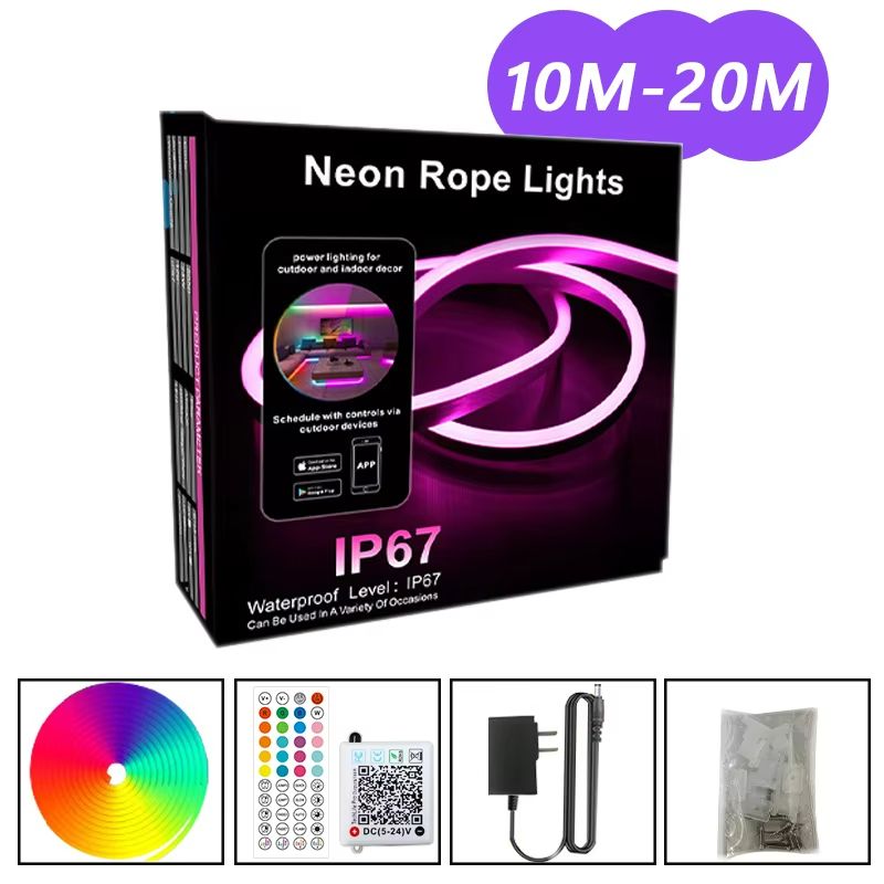 VividGlow 24V RGB Neon LED Strip Light With Bluetooth Music Sync 5m To 30m 8