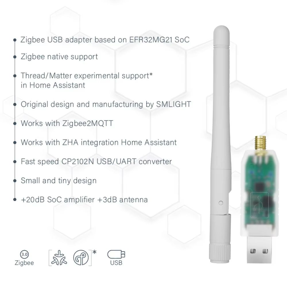 SMLight Zigbee 30 USB Adapter Compact Matter Thread Gateway For Home Assistant ZHA Zigbee2MQTT 2