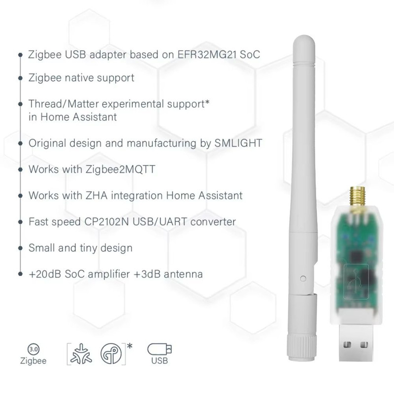 SMLight Zigbee 30 USB Adapter Compact Matter Thread Gateway For Home Assistant ZHA Zigbee2MQTT 2