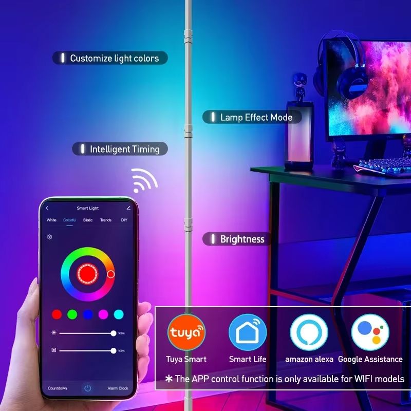 180cm RGBIC Smart Corner Floor Lamp With Tuya App And Remote Control Music Sync Ambient Light 5