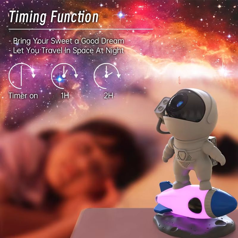 Rocket Astronaut Galaxy Projector Night Light With 13 HD Films Bluetooth Speaker White Noise 1