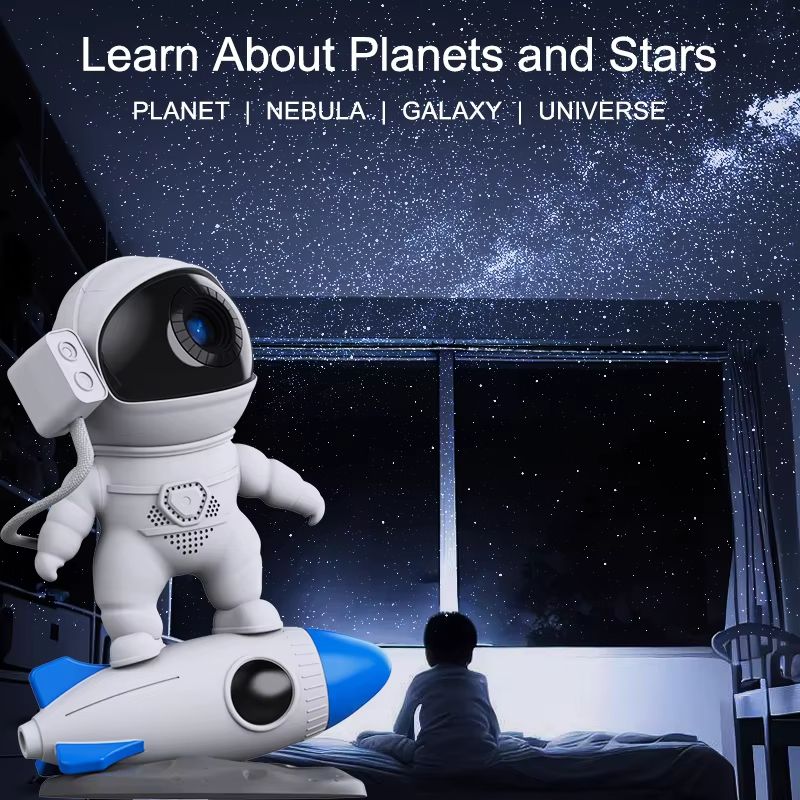 Rocket Astronaut Galaxy Projector Night Light With 13 HD Films Bluetooth Speaker White Noise 4