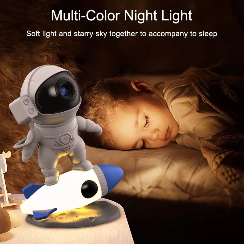 Rocket Astronaut Galaxy Projector Night Light With 13 HD Films Bluetooth Speaker White Noise 5