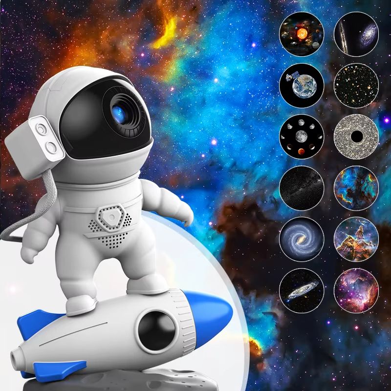 Rocket Astronaut Galaxy Projector Night Light With 13 HD Films Bluetooth Speaker White Noise 6