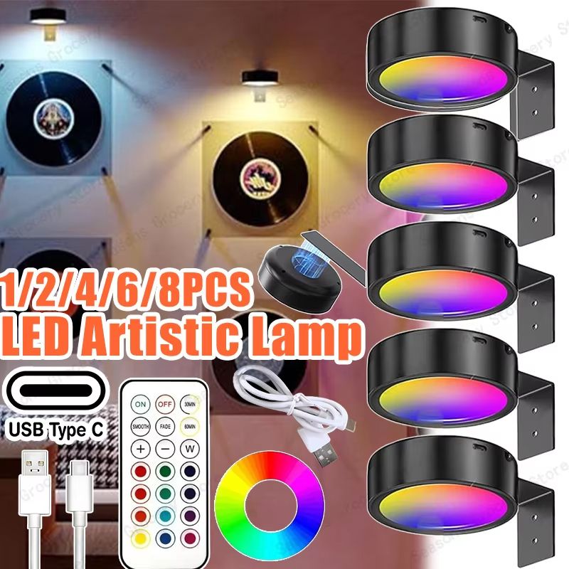 USB Rechargeable Magnetic RGB Wall Art Light Wireless Display Lamp With Remote Decorative Modes 0