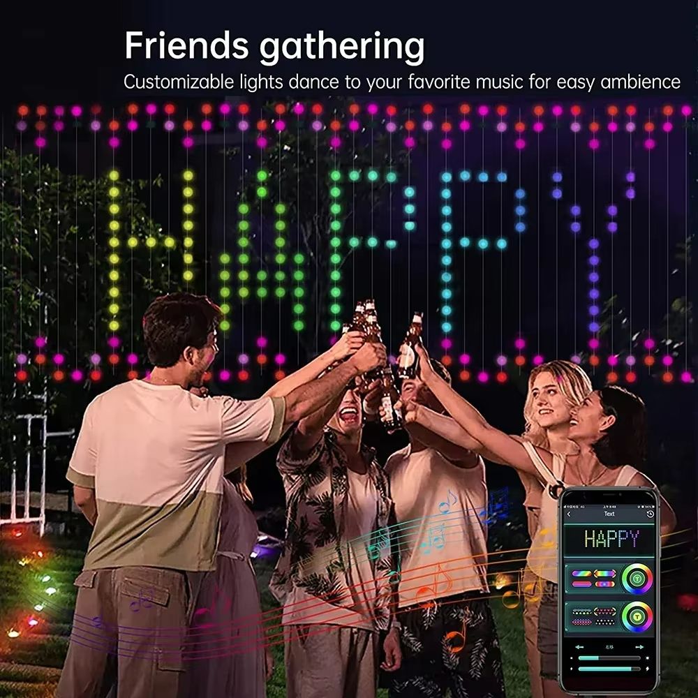 VividGlow Smart Curtain Lights Music Sync RGB DIY Pattern LED Ambiance 1