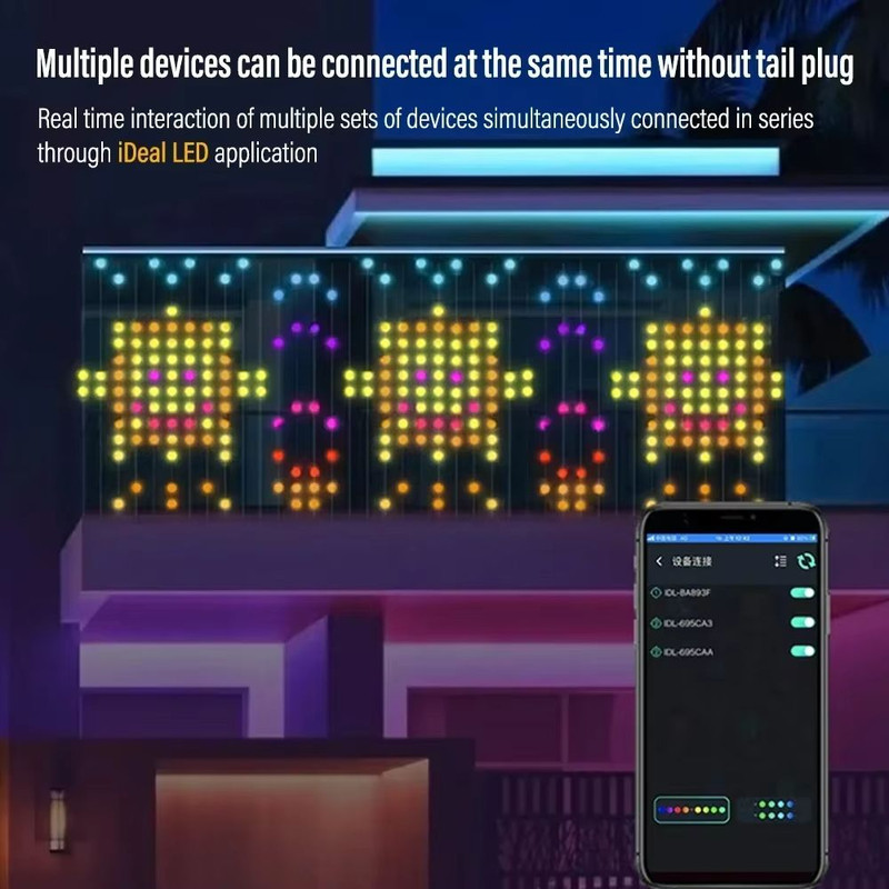 VividGlow Smart Curtain Lights Music Sync RGB DIY Pattern LED Ambiance 5