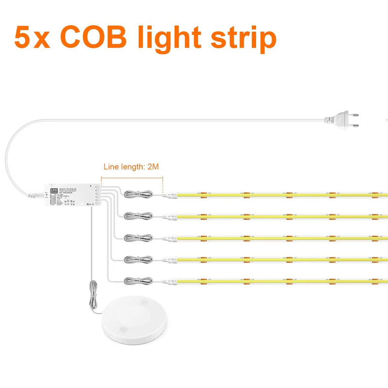 COB LED Strip Light For Cabinet Closet Display Dimmable TouchSensor Tape Lighting 9