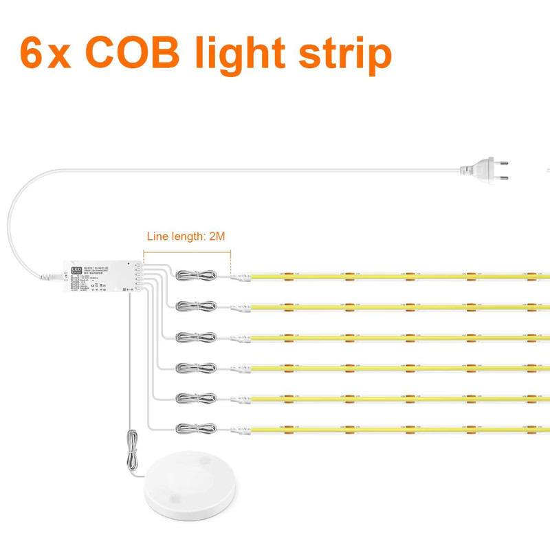 COB LED Strip Light For Cabinet Closet Display Dimmable TouchSensor Tape Lighting 10