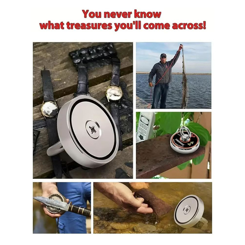 Neodymium Magnet Fishing Kit With Strong Pull Force And Rope 5
