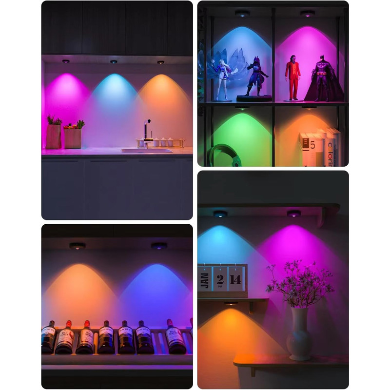 WILLED Rechargeable RGB Puck Light  1200mAh Battery With Remote And Touch Control 2