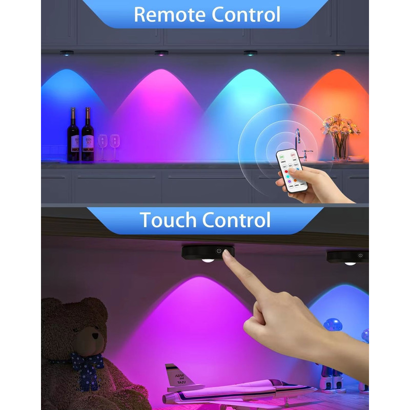 WILLED Rechargeable RGB Puck Light  1200mAh Battery With Remote And Touch Control 3