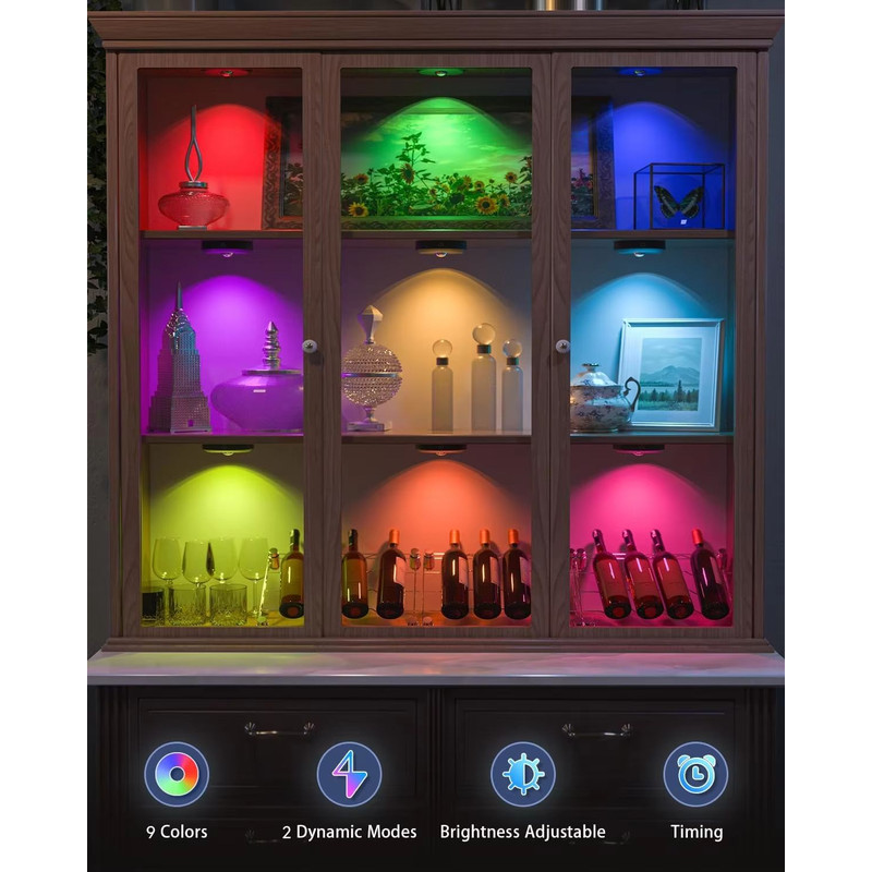 WILLED Rechargeable RGB Puck Light  1200mAh Battery With Remote And Touch Control 4