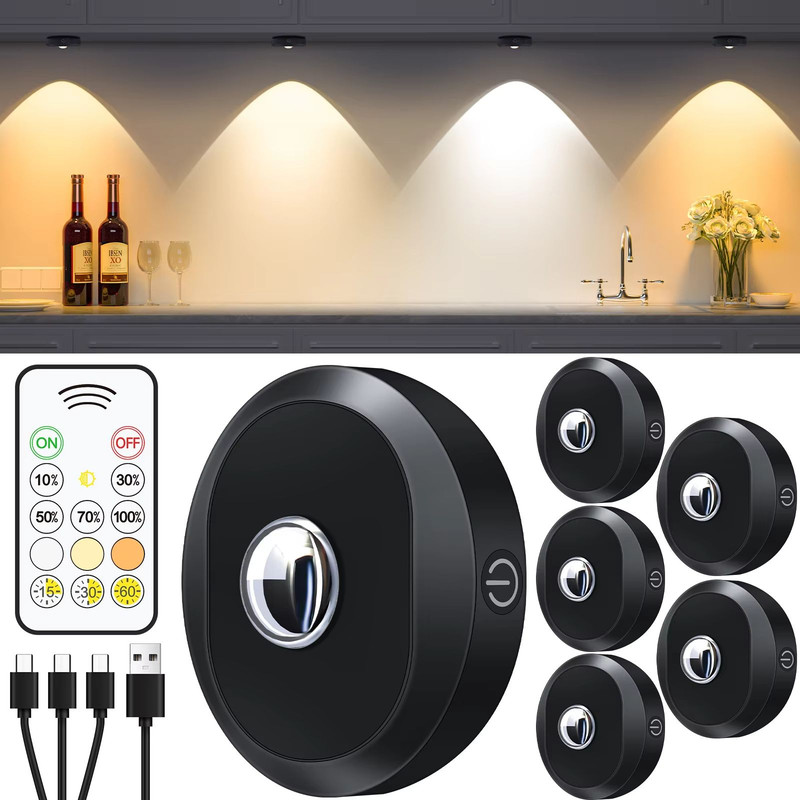 WILLED Rechargeable RGB Puck Light  1200mAh Battery With Remote And Touch Control 9