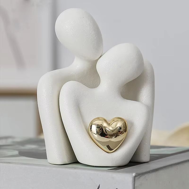 Nordic Abstract Couple Statue Ceramic Lovers Sculpture For Home Decor 0