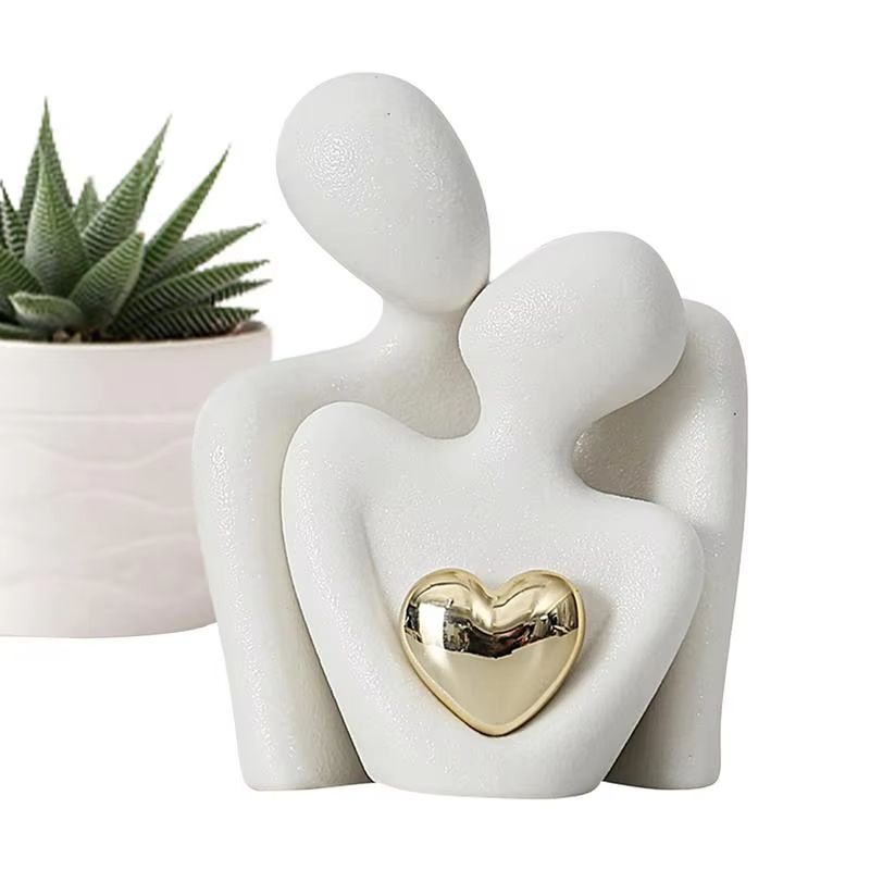 Nordic Abstract Couple Statue Ceramic Lovers Sculpture For Home Decor 1