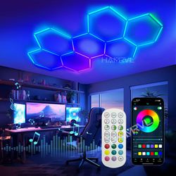 rgb hexagon led garage light with remote – honeycomb ceiling panel for workshops, game rooms & more
