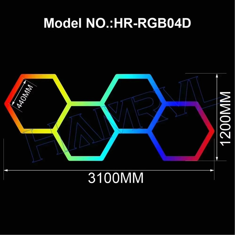 RGB Hexagon LED Garage Light With Remote Honeycomb Ceiling Panel For Workshops Game Rooms More 13
