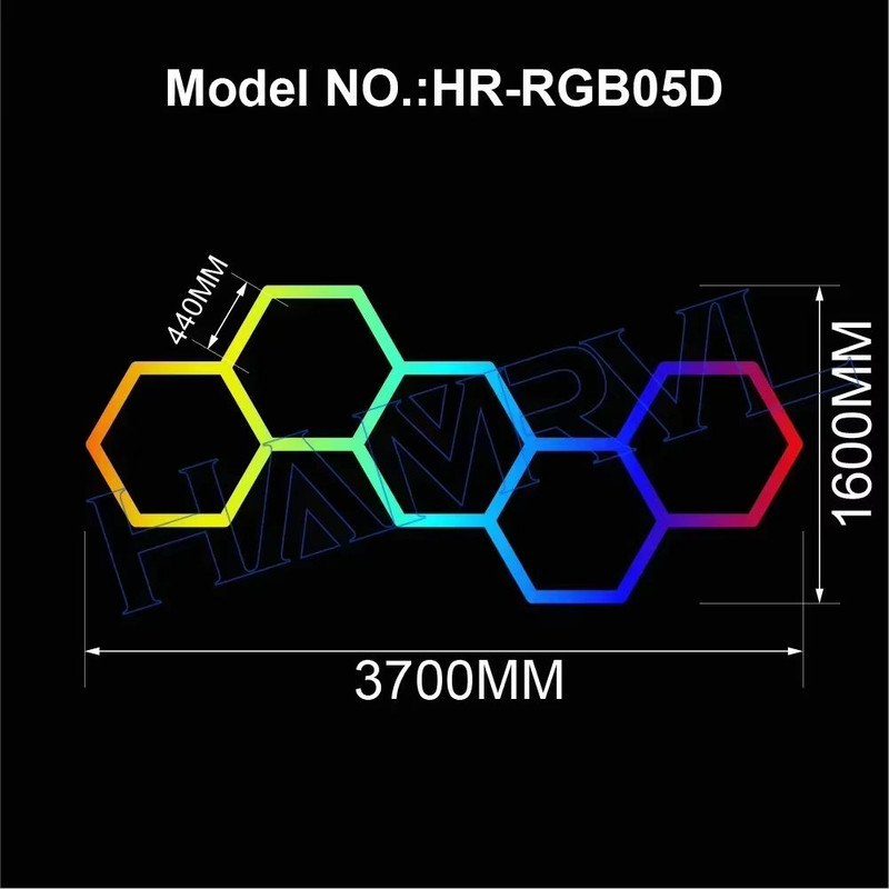 RGB Hexagon LED Garage Light With Remote Honeycomb Ceiling Panel For Workshops Game Rooms More 15