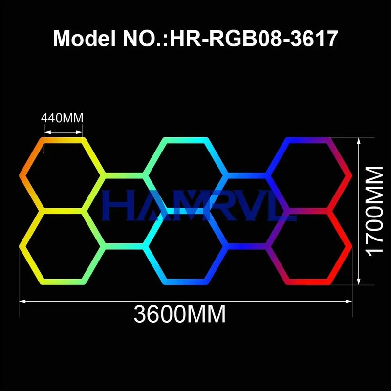 RGB Hexagon LED Garage Light With Remote Honeycomb Ceiling Panel For Workshops Game Rooms More 24