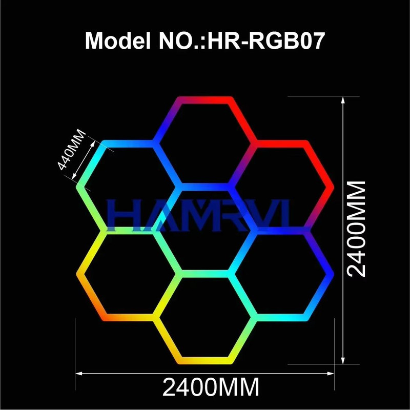RGB Hexagon LED Garage Light With Remote Honeycomb Ceiling Panel For Workshops Game Rooms More 25